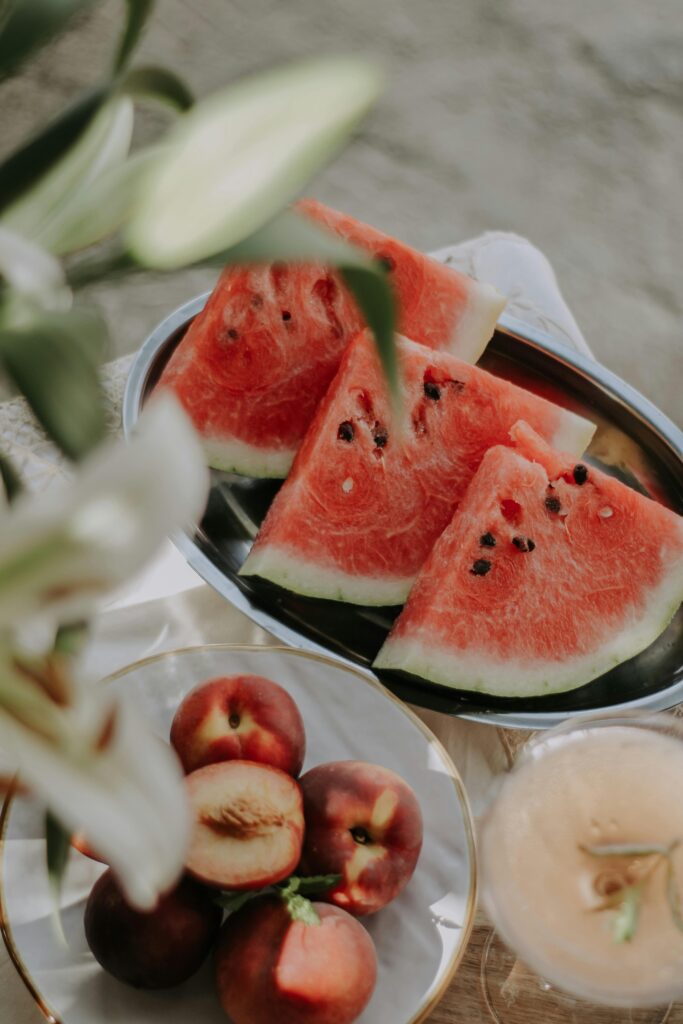 Watermelon, Apples and Drink